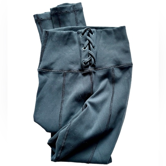 aerie Pants - NWOT Aerie Offline Lace Up Ribbed Black Leggings Medium